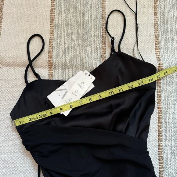 Zara Black Mesh Ruched Sleeveless Cinched Sides Mini Dress Women’s Size XS - Picture 9 of 11